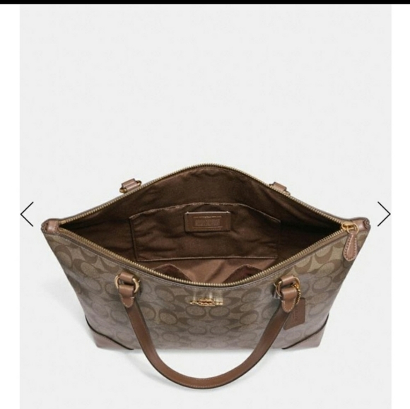 New Coach Zip Top Tote In Signature Canvas khaki nwt - Picture 3 of 11